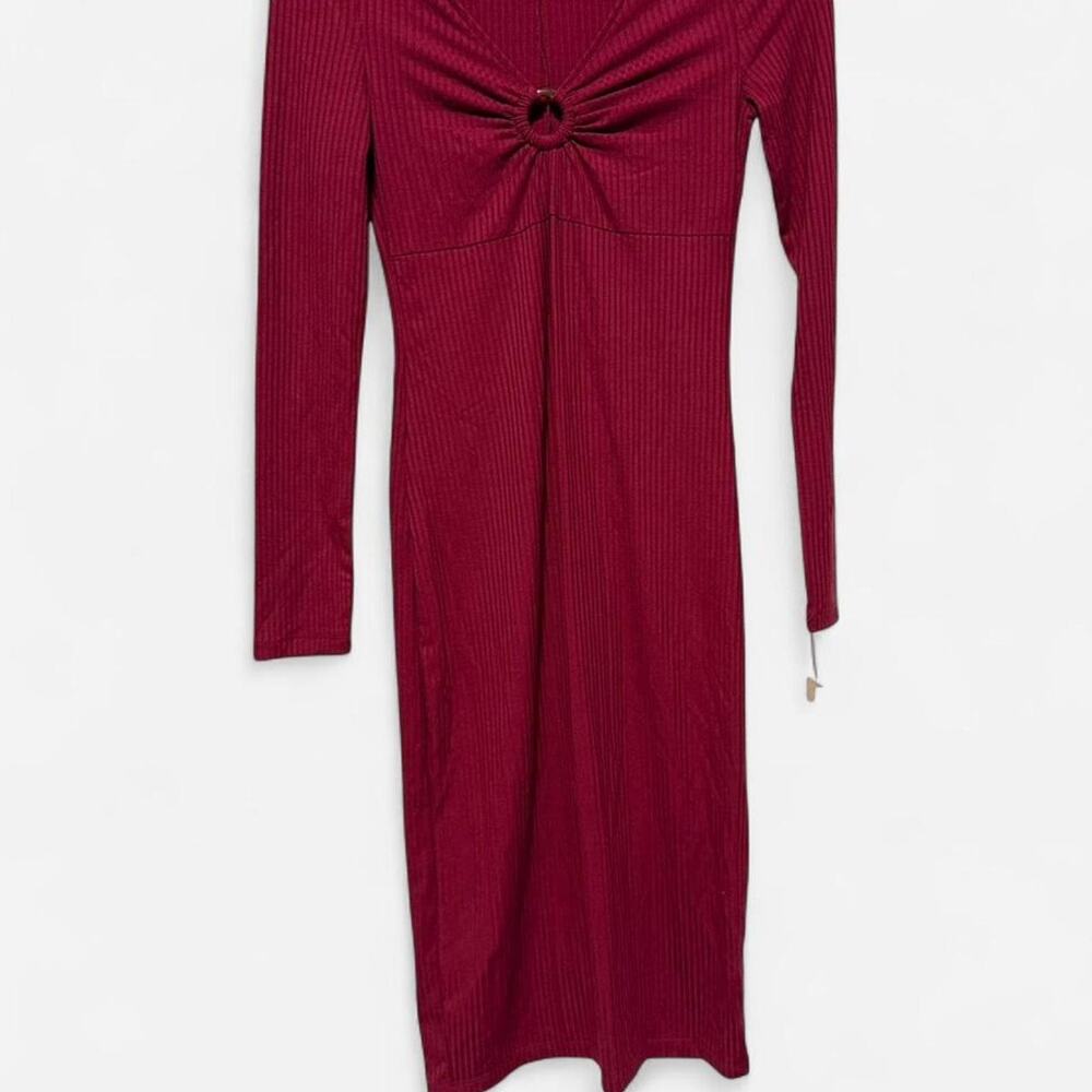 Rewind burgundy ribbed long sleeve midi dress NWT size medium